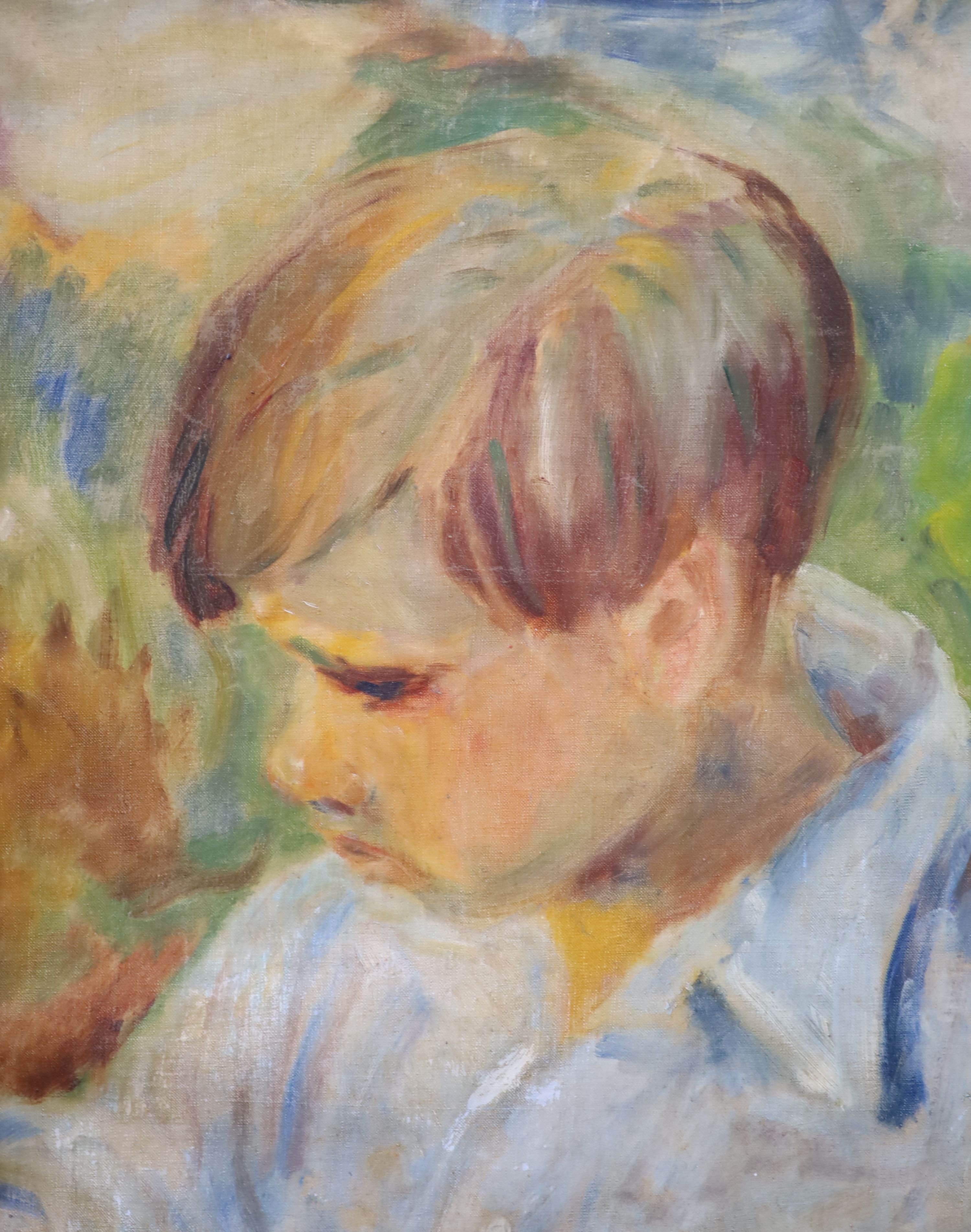Raphael Delorme (1886-1962), Head study of a boy, Oil on canvas, 37 x 29cm.